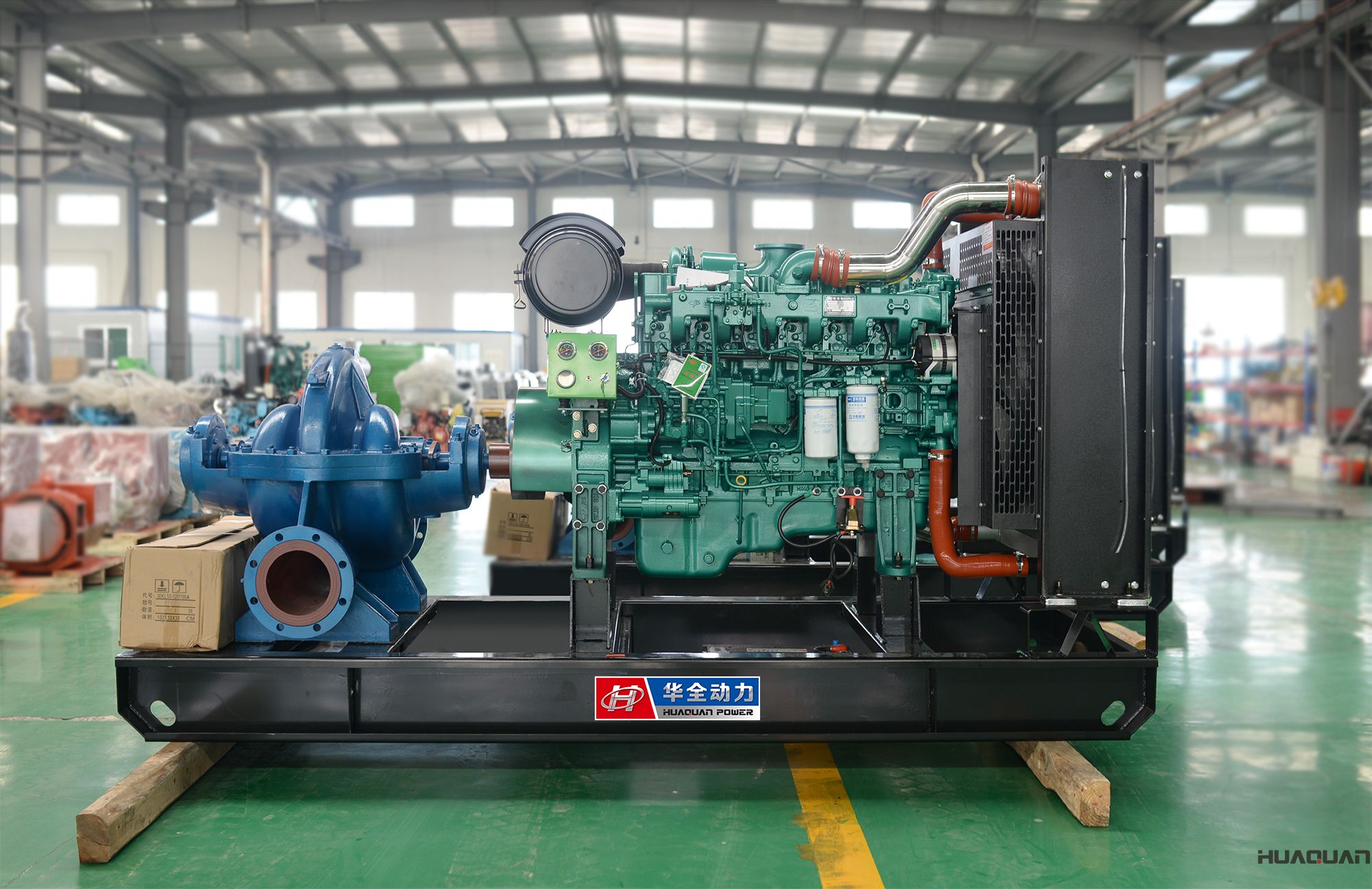 華全動(dòng)力300kw標(biāo)配水泵機(jī)組于2018年4月6日發(fā)往河北